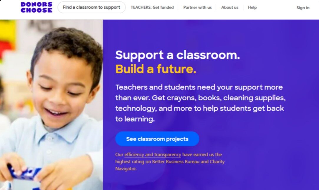 DonorsChoose homepage.