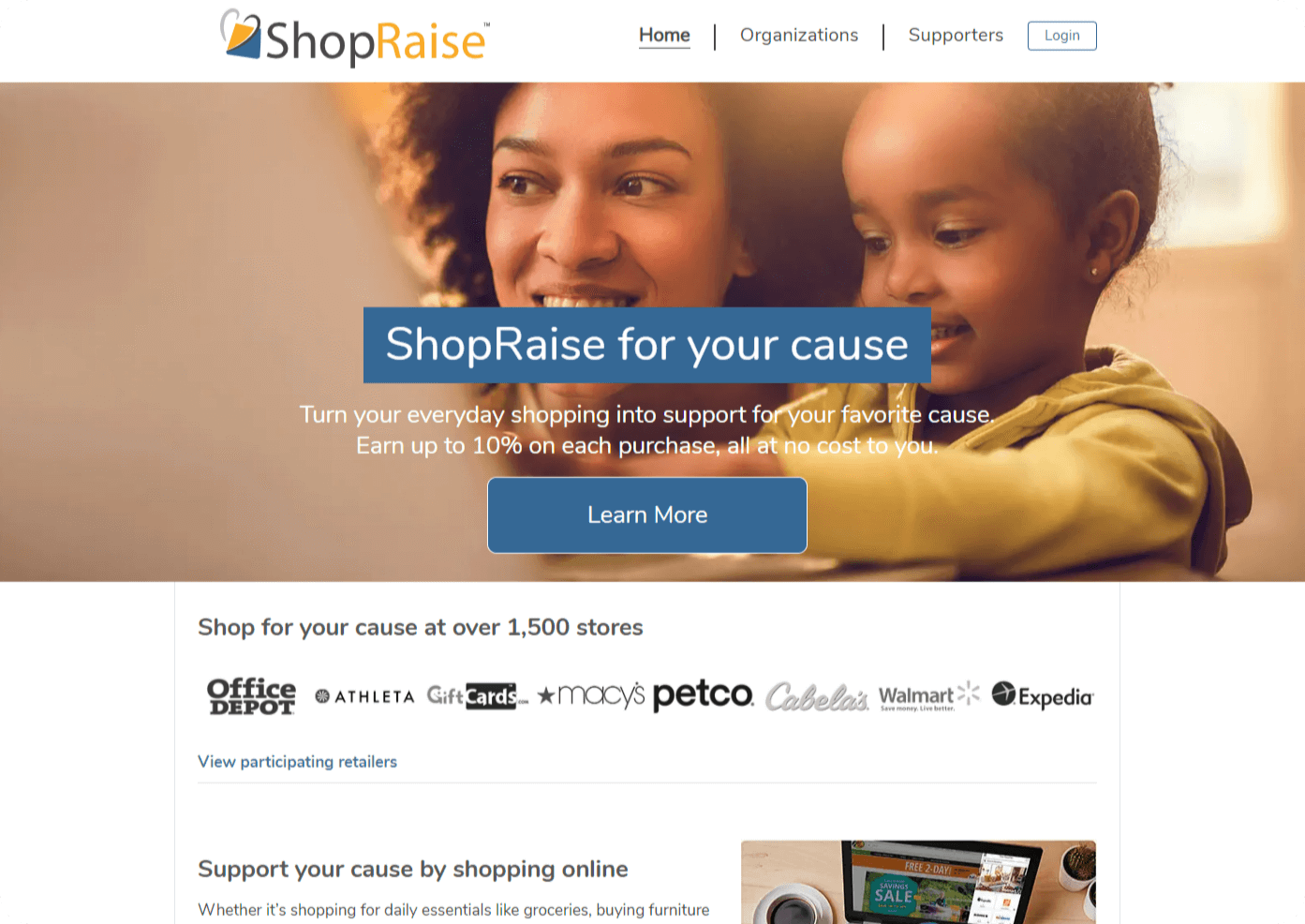 ShopRaise homepage.