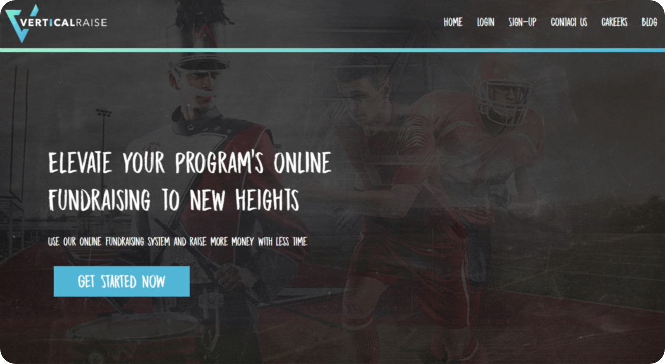Screenshot of Vertical Raise’s team fundraising platform webpage.