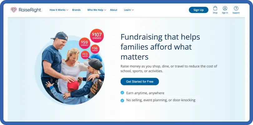 The RaiseRight homepage