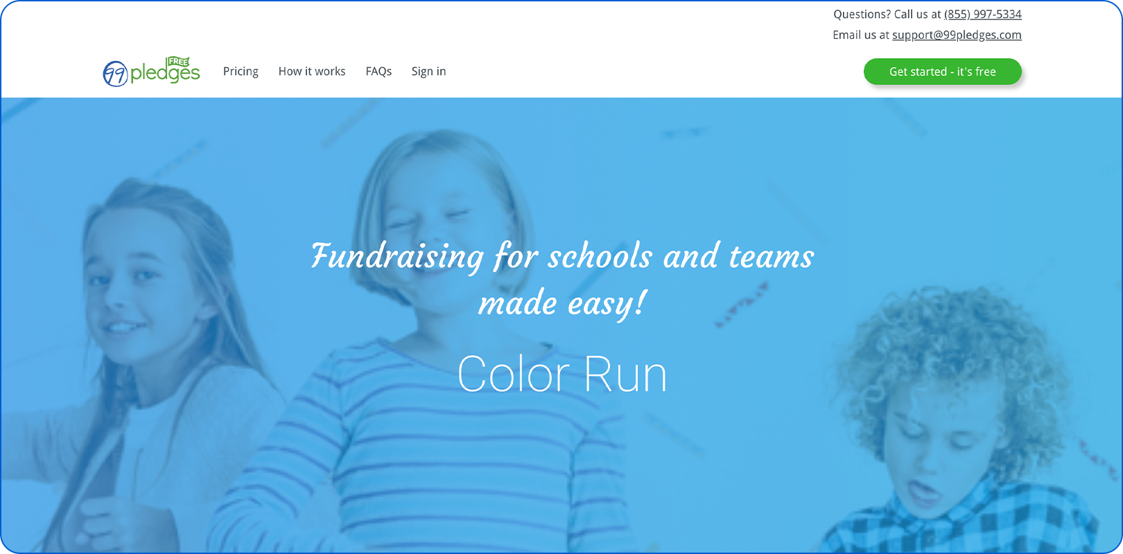 99Pledges homepage.