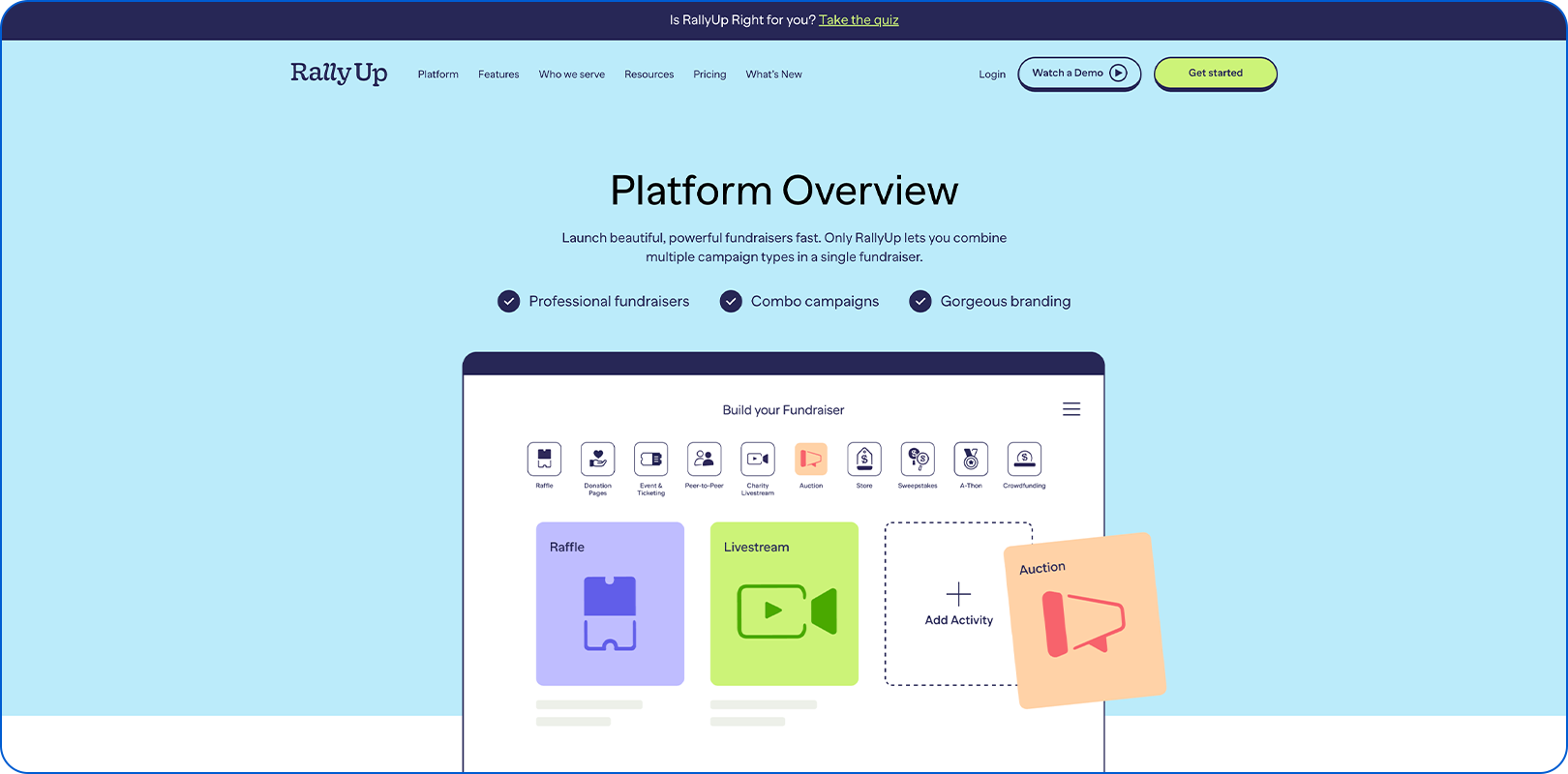 RallyUp product page.
